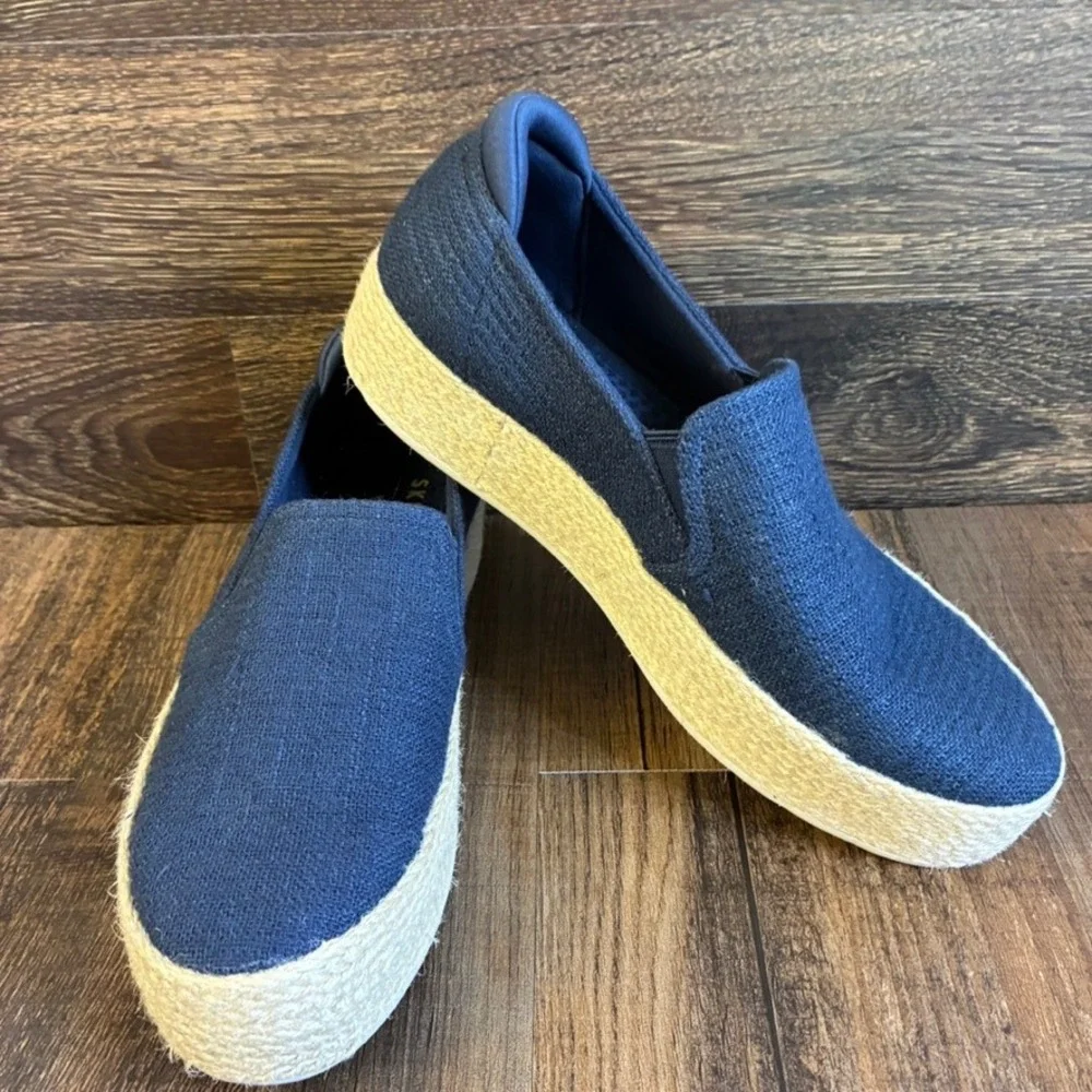 Skechers Martha Stewart Women's Navy Blue Platform Espadrille Loafers Size 7.5